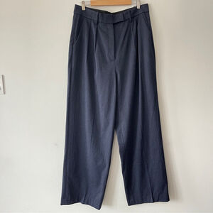 Banana Republic Wide-Leg Trousers Navy 14L high rise pleated pant office career